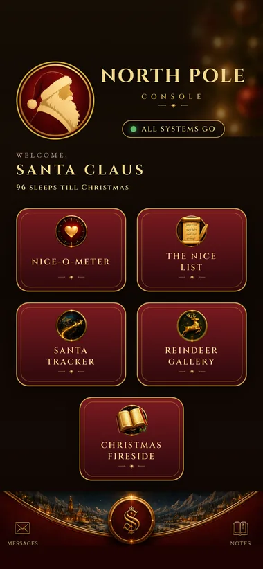 North Pole Console main menu in Show mode